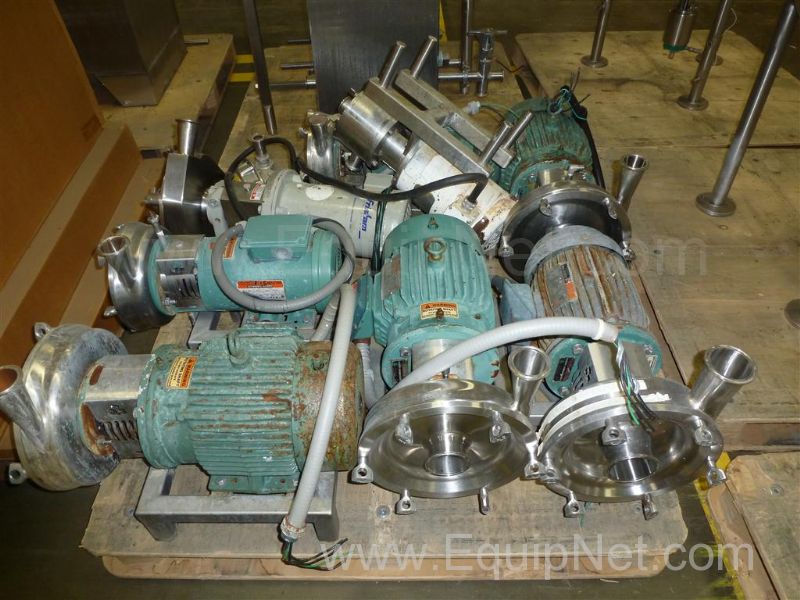 Nine (9) Tri Clover, Firstham, Various Sanitary Stainless Steel Pumps