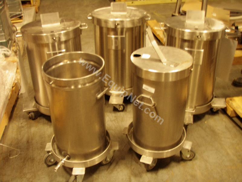 Lot of 3 Stainless Steel Cans with Lids and Casters