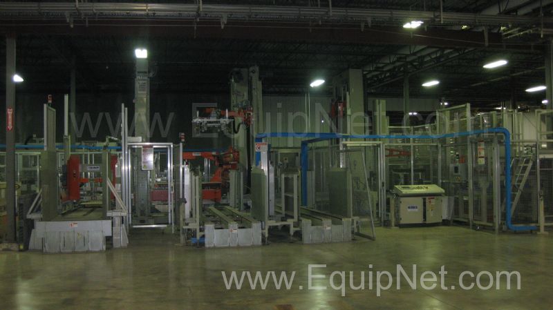 Unused Zecchetti Full Bottle Palletizer and Robopac Stretchwrapper