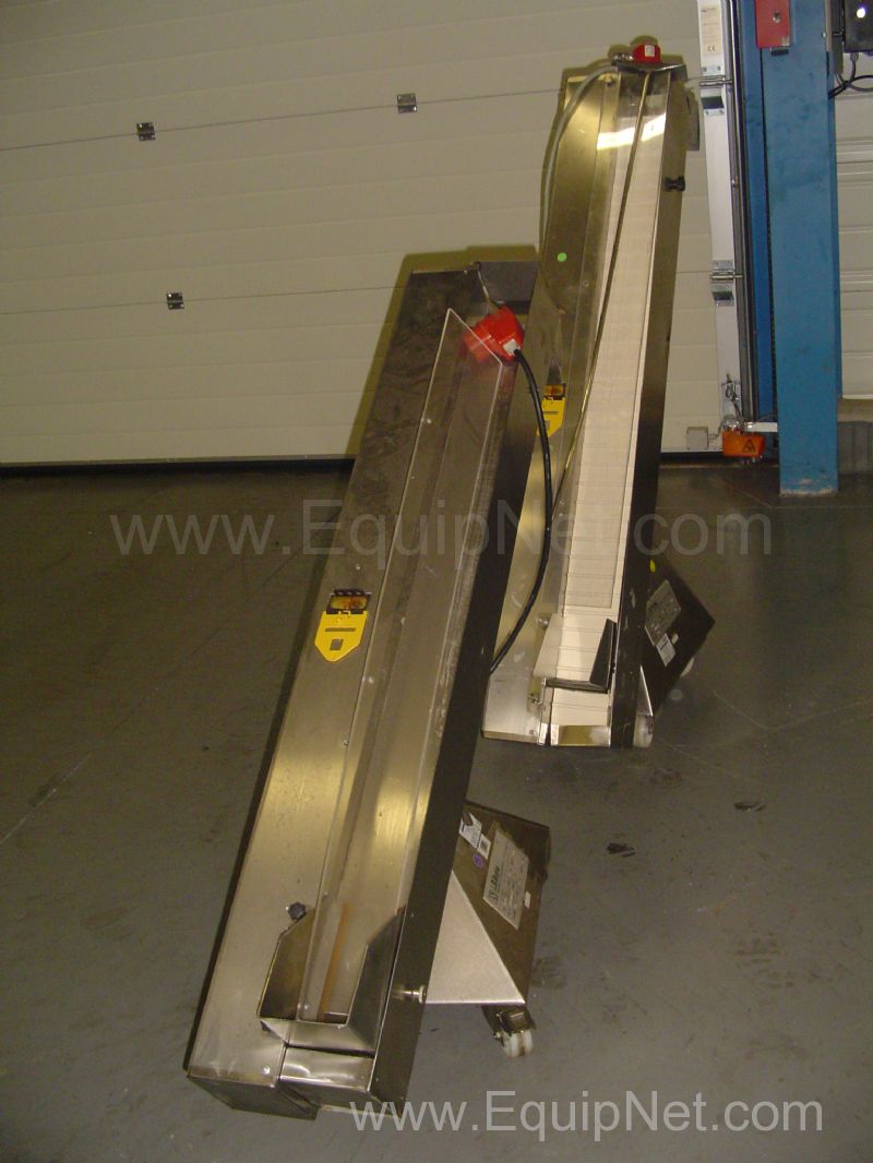 1 lot of 2 off Flighted inclined Transport Conveyors