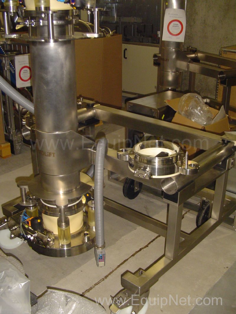 Servolift Stainless Steel Buck Value Powder Transfer Station mounted on Mobile Frame