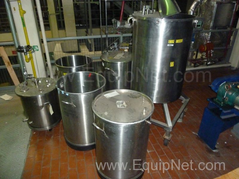 Lot of 6 Assorted Open Top Stainless Steel Tanks
