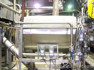 Lyco Stainless Steel Single Screen Sealed Drum Separator mounted on 4 legs, fitted with drive system