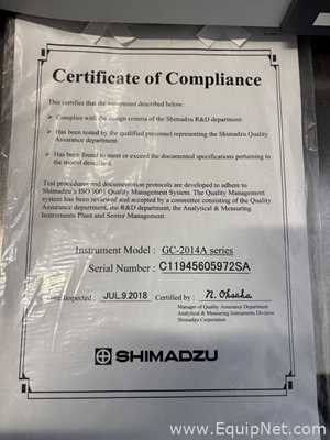 Shimadzu GC-2014A Gas Chromatograph GC
