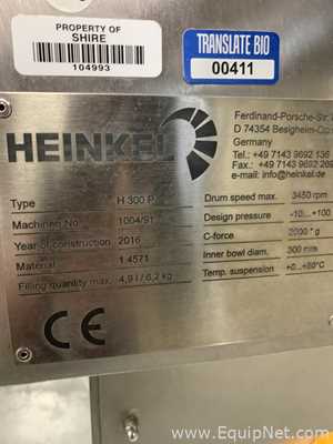 Centrífuga de Voluta Heinkel Co H 300 P