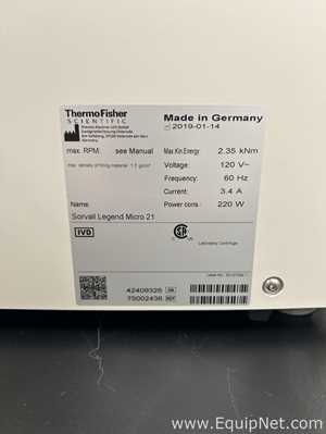 Lote de  Centrífuga para laboratorio Thermo Scientific Sorvall Legend Micro 21