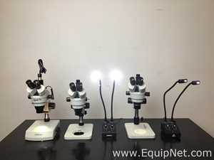Lot Of 3 Stereo Microscopes With Light Sources
