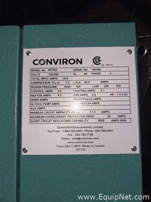 Unused Conviron PGR15 Reach In Plant Growth Chamber