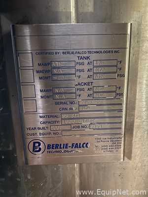 Tanque Acero inoxidable Berlie Falco Technologies 1500 Liters