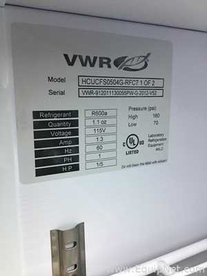 VWR HCUCFS0504G-RFC710F2 Refrigerator