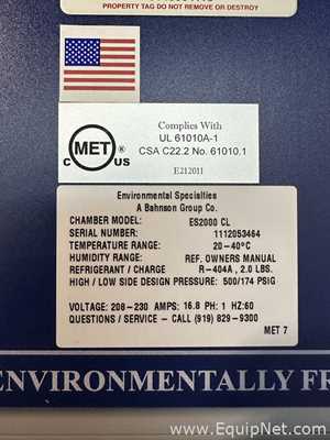 Environmental Specialties ES2000 CL Environmental and Stability Chamber