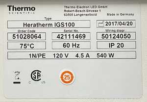 Thermo Fisher Heratherm IGS100 Lab Oven