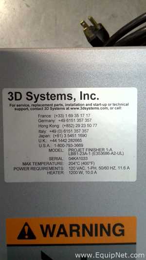 Estufa de Cura 3D Systems Inc ProJet Finisher 1-A