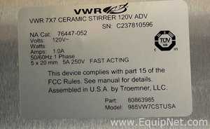 VWR 985VW7CSTUS 7x7 Advanced Magnetic Stirrer