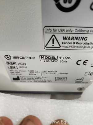 Sigma 4-16KS Laboratory Centrifuge