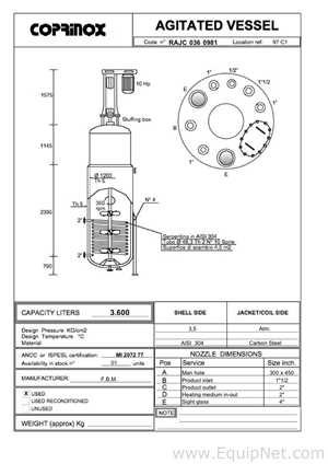 Reator  Requisitos de Ar 3600 L