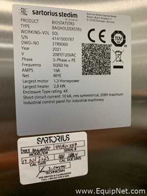 Sartorius BioStat STR-3 50 Liter Single Use Bioreactor - BR08