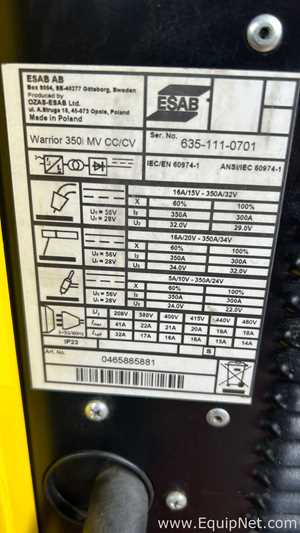 ESAB Welding Co Warrior 350i MV CC CV Solder Equipment
