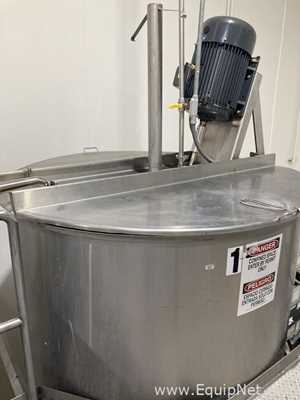 1500 Gallon Stainless Steel Mixing Vessel With 25 HP Agitator