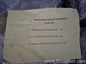 Lot of Line 1 - Drum Pump Motor and Air Hoist - Pallet No 79