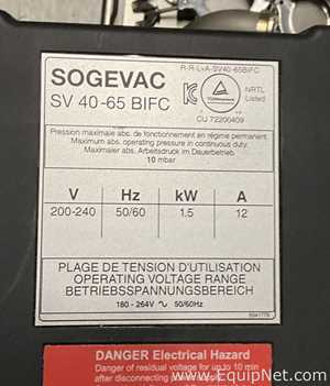 Bomba de Vacío Oerlikon Leybold SV40-65 BIFC