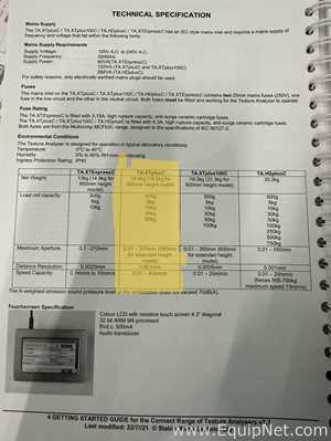 Analizador Stable MicroSystems TA-XTplusC