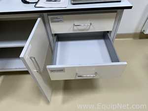 Lot of 4 Laboratory Benches With 14 Door Cupboards and 16 Drawers