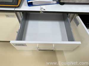 Lot of 4 Laboratory Benches With 14 Door Cupboards and 16 Drawers