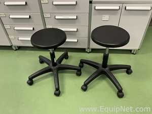 Lot of 2 Height Adjustable Laboratory Stools