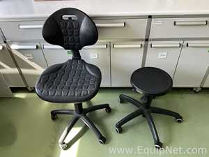 Lot of 2 Height Adjustable Laboratory Chairs