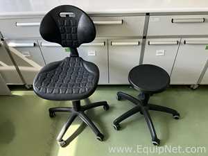 Lot of 2 Height Adjustable Laboratory Chairs