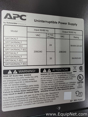 Fuente de Alimentación APC SRT5KRMXLTUS
