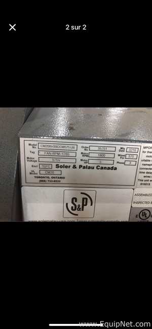 Soler and Palau CM20XH3SCCW575 UB Blower