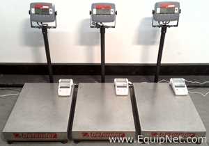 Lot of 3 OHAUS Corporation Defender 3000 Stainless Steel Floor Scales with OHAUS SF40A Printers