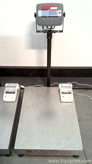 Lot of 3 OHAUS Corporation Defender 3000 Stainless Steel Floor Scales with OHAUS SF40A Printers
