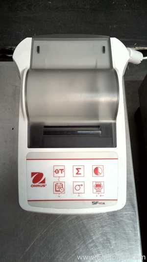 Lot of 3 OHAUS Corporation Defender 3000 Stainless Steel Floor Scales with OHAUS SF40A Printers