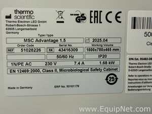 Cabina de Seguridad Biológica Thermo Scientific MSC Advantage 1.5