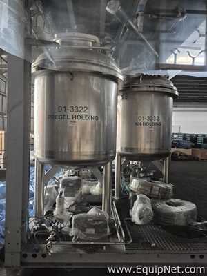 Netzsch Skid w Four 1000L SS Mix Tanks Netzsch Maxshear High Shear Mixer - Pregel NK-Premix Skid 3-1