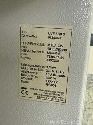Cabina de Seguridad Biológica BDK UVF 7.18 S
