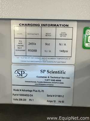 Liofilizadora SP Scientific Advantage Plus XL-70