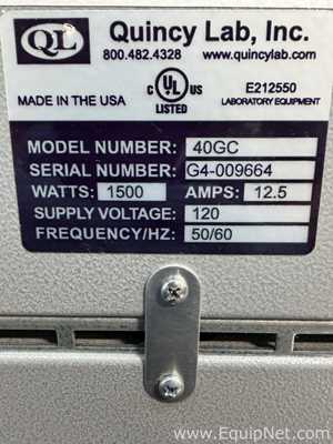 Quincy Lab 40GC 3.0 Cubic Foot Analog Gravity Convection Laboratory Oven