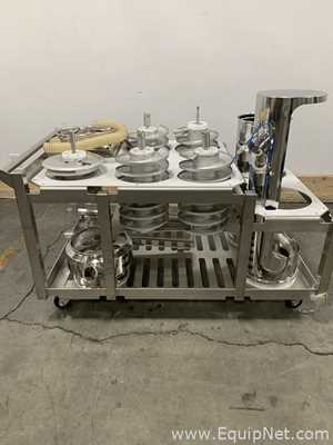 One Lot of Tablet Deduster Parts with Storage - Transfer Cart