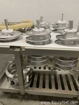 One Lot of Tablet Deduster Parts with Storage - Transfer Cart