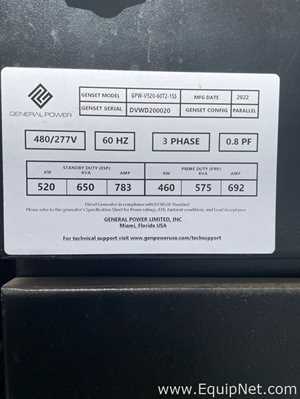 Generador Diesel General Power Limited, Inc. GPW-V520-60T2-1SS