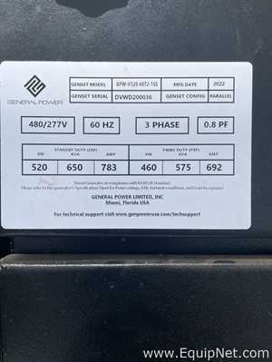 Gerador a Diesel General Power Limited, Inc. GPW-V520-60T2-1SS