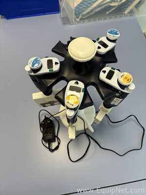 Bundle of 4 Gilson Various Sized Electronic Pipettes with Charging Carousel