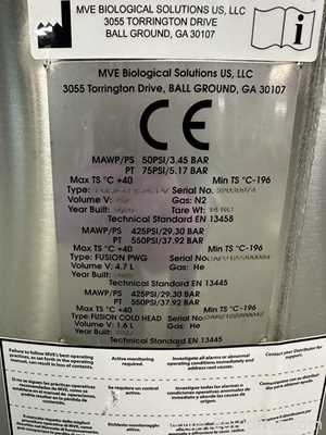 MVE Fusion 1526 PV Cryogenic Freezer
