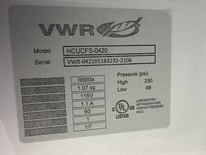 Lot Of 4 VWR HCUCFS-0420 Undercounter Freezers
