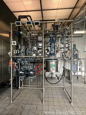 Buchi AG 60 Litre Glass Vacuum Rated Jacketed Mixing Vessel with Condenser Skid and Pump