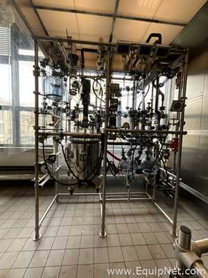 Buchi AG 57 Litre Glass Vacuum Rated Jacketed Mixing Vessel with Condenser Skid and Pump